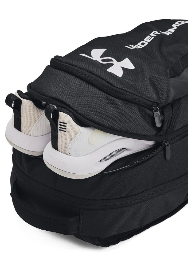 Under Armour Hustle 6.0 Unisex Backpack, (100) Black, Sports Backpack, Waterproof Bag, Short Trip Backpack, School Bag, Gift - Image 4