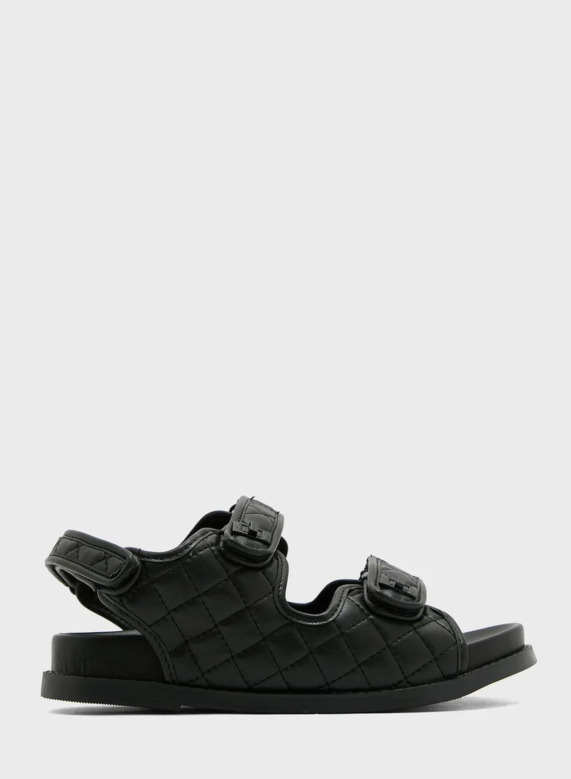 PUBLIC DESIRE Carmen Quilted Velcro Flat Sandals