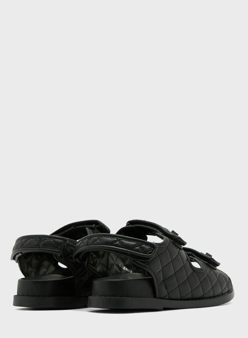 PUBLIC DESIRE Carmen Quilted Velcro Flat Sandals