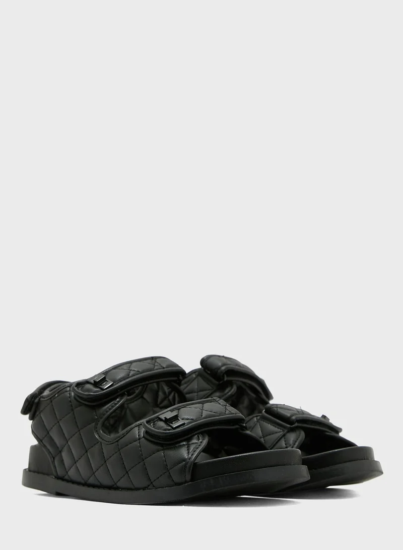 PUBLIC DESIRE Carmen Quilted Velcro Flat Sandals
