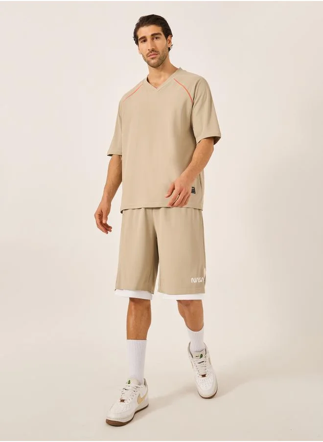 Styli Graphic Print Mesh Oversized T-Shirt
