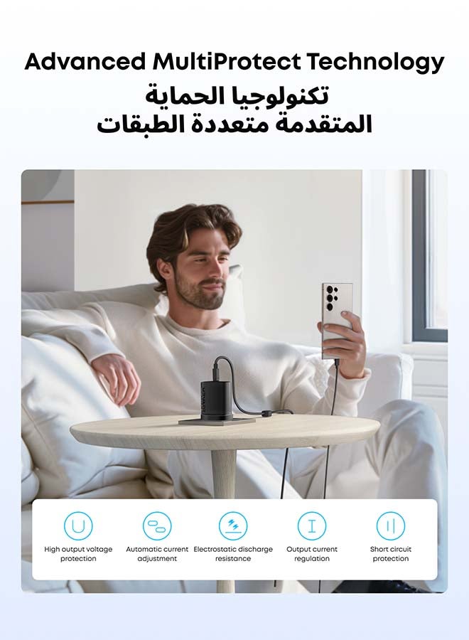 أنكر شاحن USB C بقوة 45 واط، شاحن سريع PPS مع كابل، متوافق مع اللابتوب، شحن فائق السرعة 2.0 لهواتف سامسونج جالاكسي S25/S24 ألترا/S24/S23+/نوت 20، آيفون 16/15، بيكسل (كابل USB C إلى C بطول 5 أقدام متضمن) - Image 5