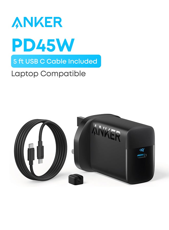 Anker 45W USB C Charger, PPS Fast Charger with Cable, Laptop Compatible, Super Fast Charging 2.0 for iPhone Series, Samsung Galaxy Series, Pixel(1.5M USB C Cable Included) Black - Image 2