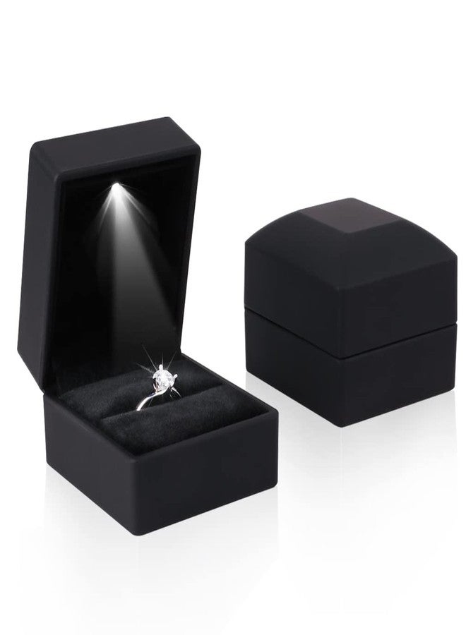iSuperb 2pcs Led Ring Box Lighted Ring Case Jewelry Display for Proposal, Engagement, Wedding, Gift (2PK Black) - Image 1
