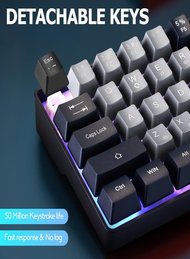 Guiheng Wired Portable 60% Mechanical Feeling Gaming Keyboard,RGB LED Backlit Compact 68 Keys Mini Wired Office Keyboard for Windows Laptop PC Mac Gamer, Typist, Travel on Business Trip-Grey and Black - Image 2