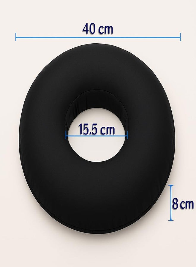 RENEWA Orthopedic Donut Cushion for Tailbone & Piles Relief | Memory Foam Seat Pillow for Long Sitting | Coccyx, Sciatica & Back Pain Support | Washable Cover, Non-Slip Base - Black - Image 2