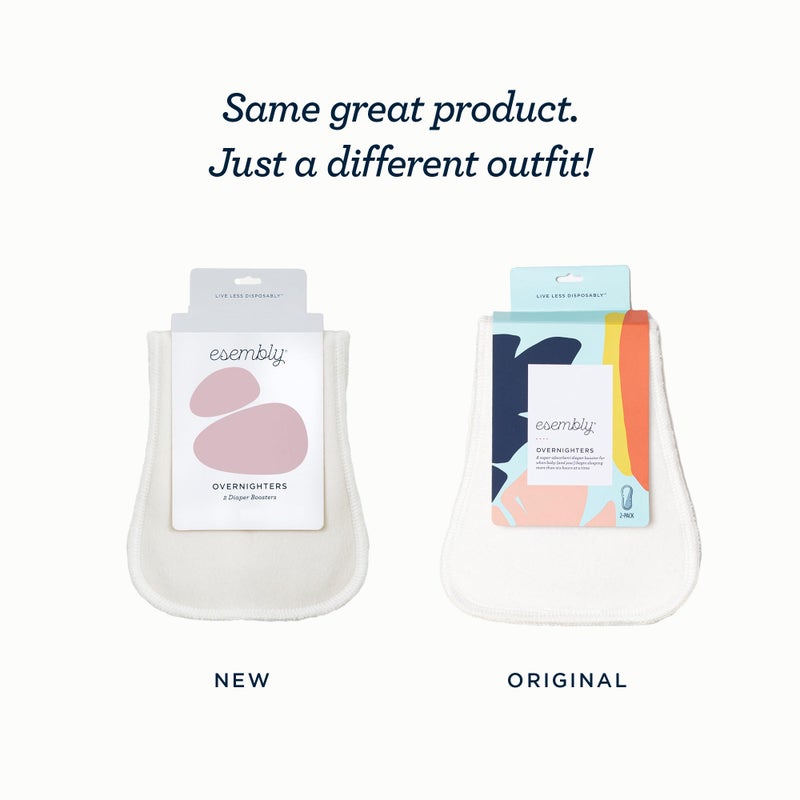 Esembly Overnighters â€“ Organic Cotton Cloth Diaper Booster Inserts with Stay-Dry Fleece â€“ Reusable Nighttime Absorbency Doublers for Heavy Wetters â€“ One Size, Pack of 4 - Image 2