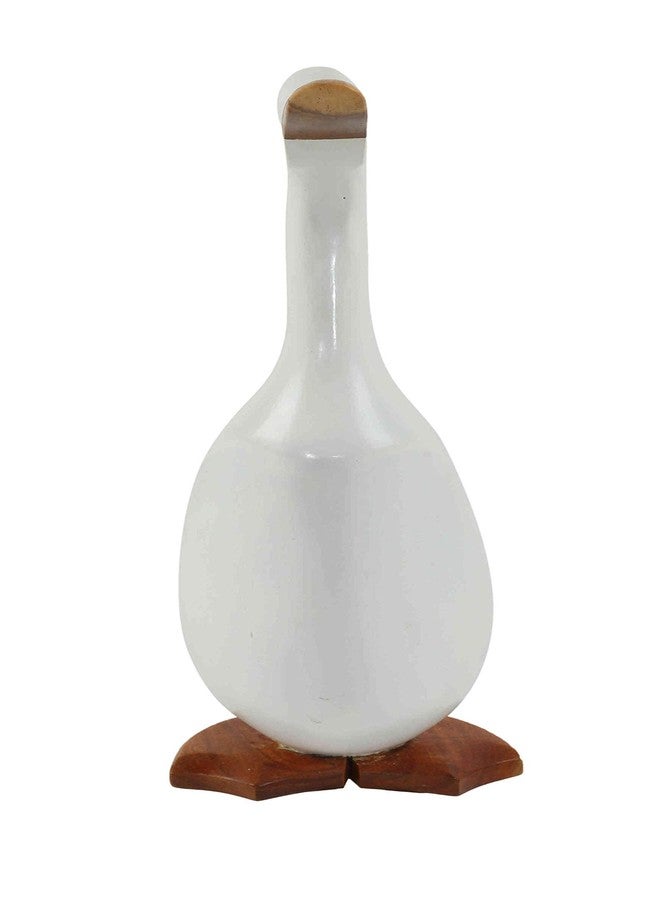 بير ديكور تمثال ألبرت البطة من Bare Decor، منحوت ومطلي باللون الأبيض، مصنوع من جذر الخيزران - Image 2