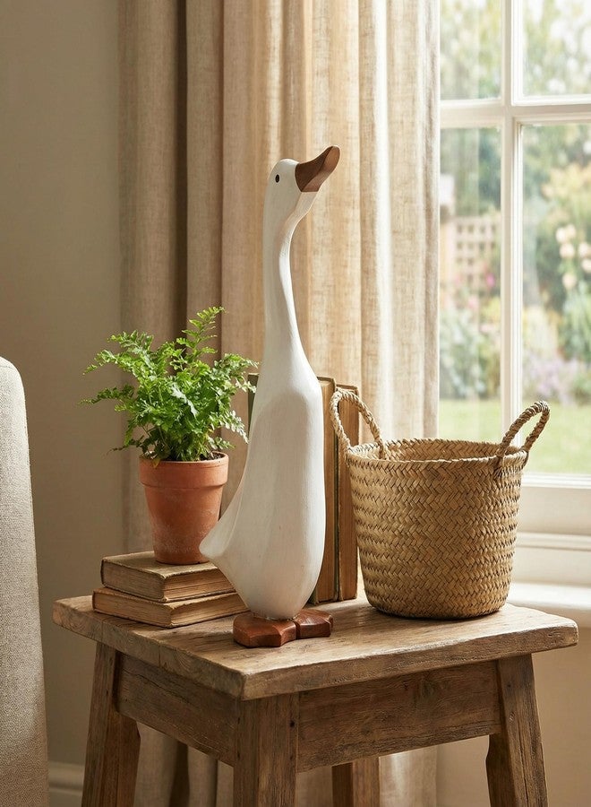 بير ديكور تمثال ألبرت البطة من Bare Decor، منحوت ومطلي باللون الأبيض، مصنوع من جذر الخيزران - Image 4