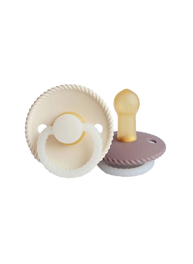 فريج Pack Of 2 Rope Latex Baby Pacifier 0-6M, Cream Night/Twilight Mauve Night - Size 1
