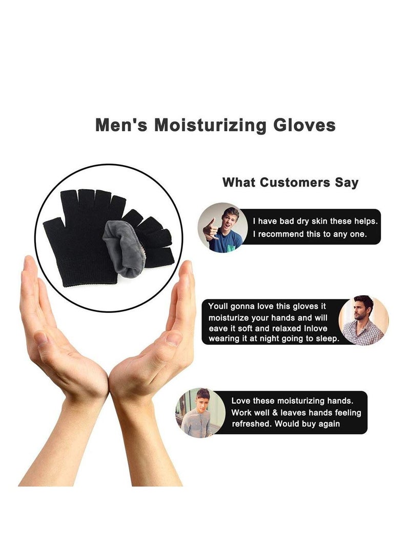 Excefore Moisturizing Spa Gloves Fingerless Black Gel Moisturizing Gloves Day Night Instantly Repair Eczema Dry Rough and Cracked Hands Thermoplastic Gel Lining with Essential Oils and Vitamins E - Image 4