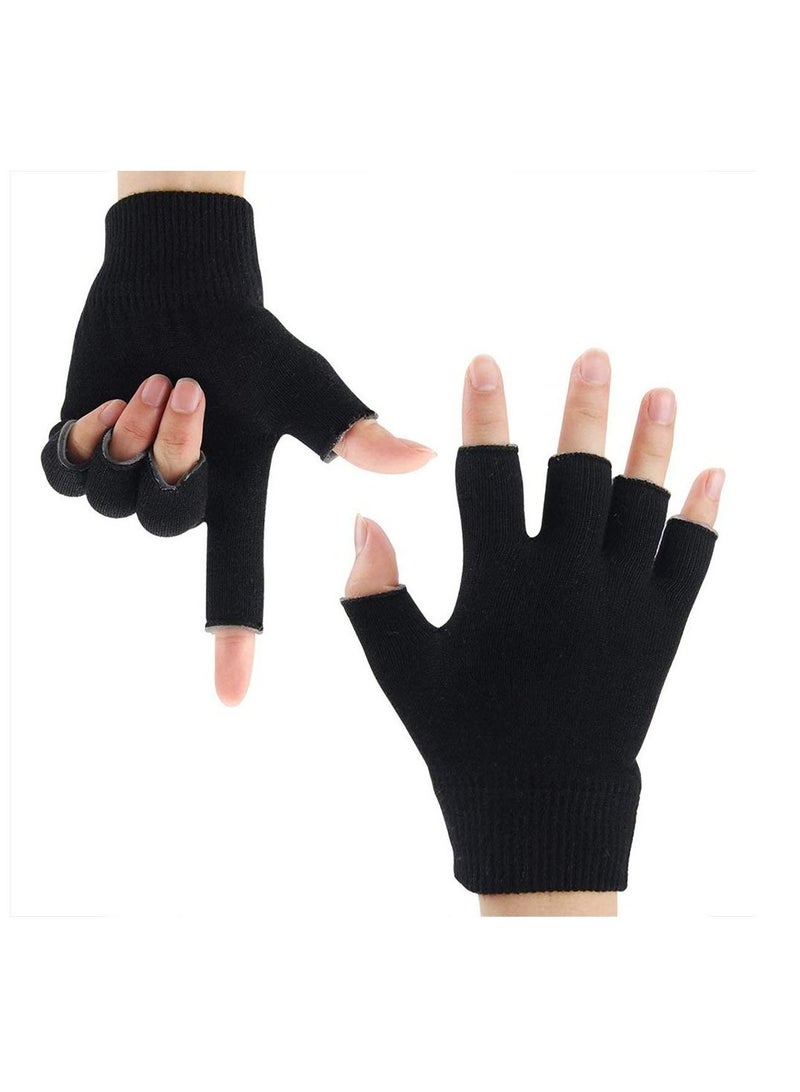 Excefore Moisturizing Spa Gloves Fingerless Black Gel Moisturizing Gloves Day Night Instantly Repair Eczema Dry Rough and Cracked Hands Thermoplastic Gel Lining with Essential Oils and Vitamins E - Image 1