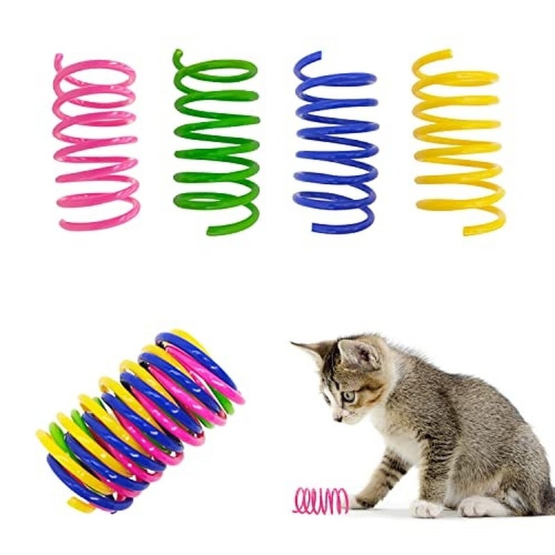 Levesica Cat Spring Toys 30 Packs Plastic Colorful Springs Cat Toys for Cat Kitten Pets - Image 1