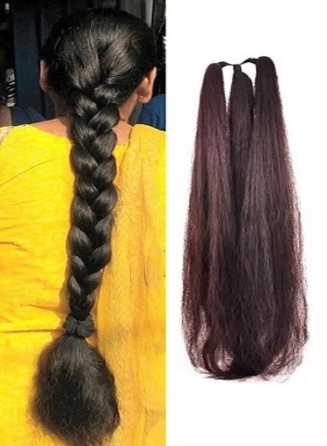 GIRISA Synthetic Hair Extension, Brown Long Straight Style, 24inch Length Natural Choti Look - Image 1
