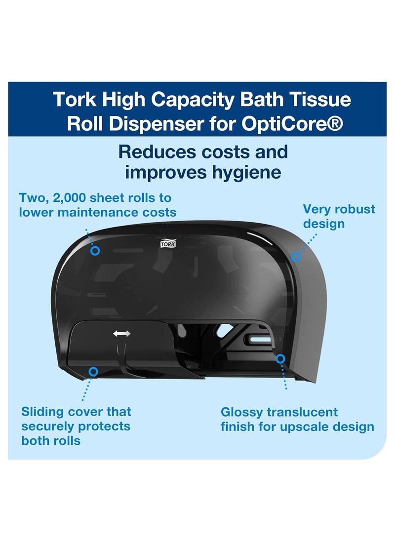 Tork Tork OptiCore Toilet Paper Roll Dispenser Black T10 High Capacity 565528  - Image 2