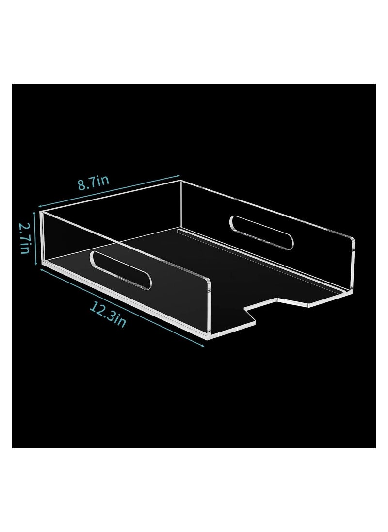 Eworld 2-Pack Acrylic Vertical Paper Trays with Handle Design, Perfect for Organizing Textbooks, Files, Magazines, Documents, Stationery, Printer Paper, and More.  - Image 2