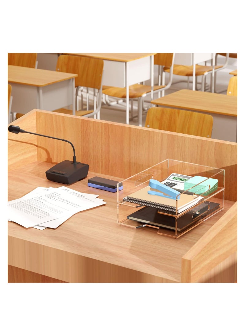 Eworld - 2-Pack Acrylic Vertical Paper Trays with Handle Design, Perfect for Organizing Textbooks, Files, Magazines, Documents, Stationery, Printer Paper, and More. - Image 1