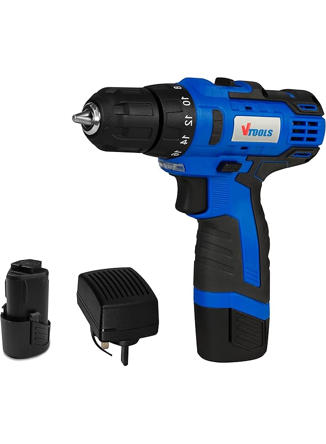 VTOOLS 12V 1.5 Ah Cordless Drill Driver For Drilling And Fastening Blue Vt1202 - Image 3