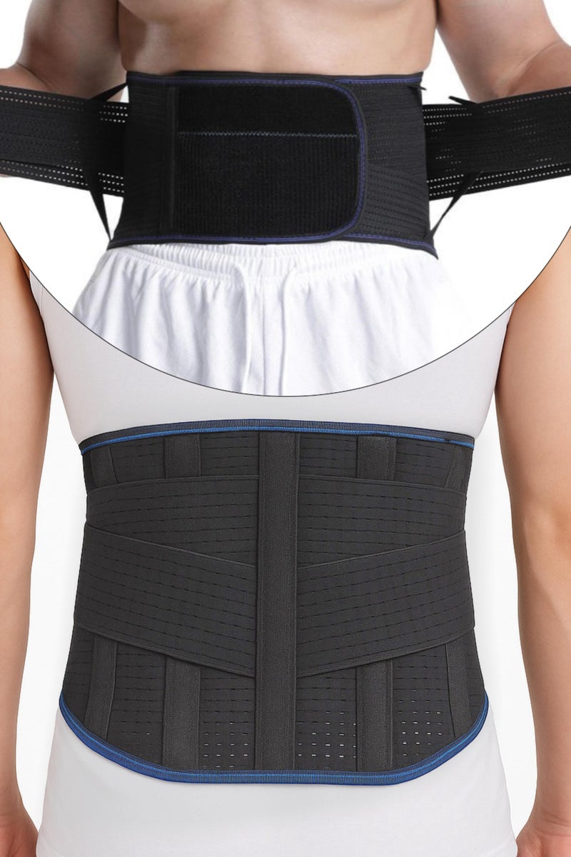 ENDLESS  Endless Back Brace for Lower Back Pain Relief with 6 Support Stays – Adjustable Lumbar Support Belt | Breathable & Anti-Slip Back Support for Sciatica, Scoliosis, Herniated Disc | For Men & Women – Black - Image 1