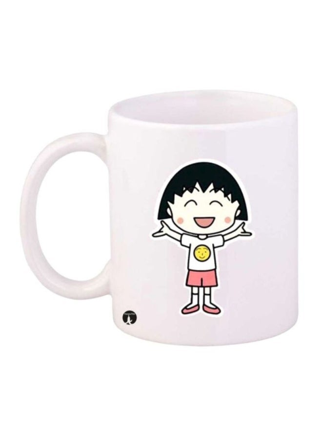 Anime Chibi Maruko Chan Printed Mug White/Black/Pink