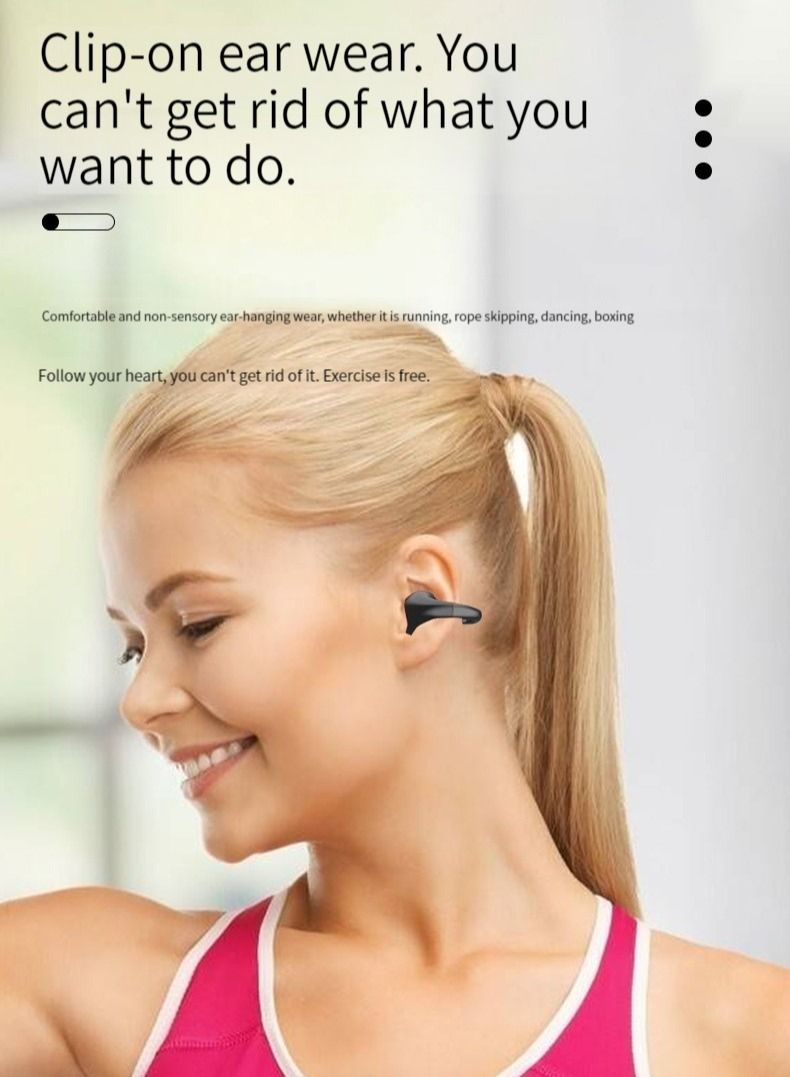 SAB Wireless Ear Clip Bone Conduction Earbud Open Back Headphones for Cycling and Running Workouts - Image 5