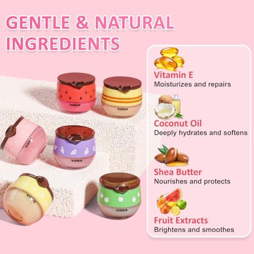 VISRIE Bee Lip Balm Honey Pot 12 Pack, Lip Sleeping Mask with Applicator, Moisturizing with Propolis and Fruit Extract, Mothers Day Gifts, Cute Makeup Gifts for Women - Image 4