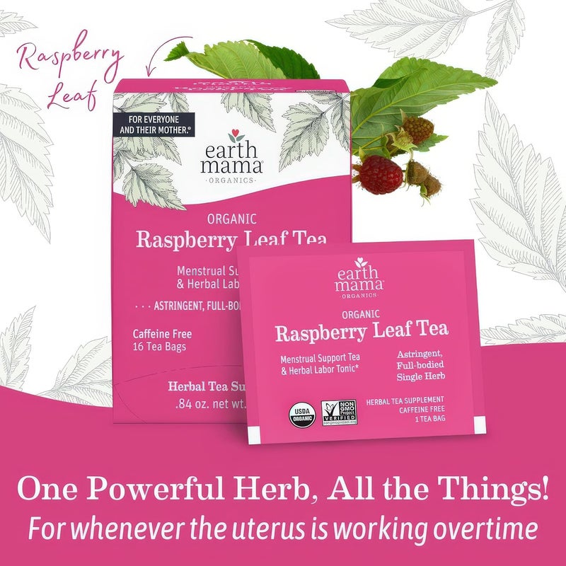 Earth Mama Organic Raspberry Leaf Tea Bags - Menstrual Support & Labor Tonic, 16-Count (3-Pack) - Image 5