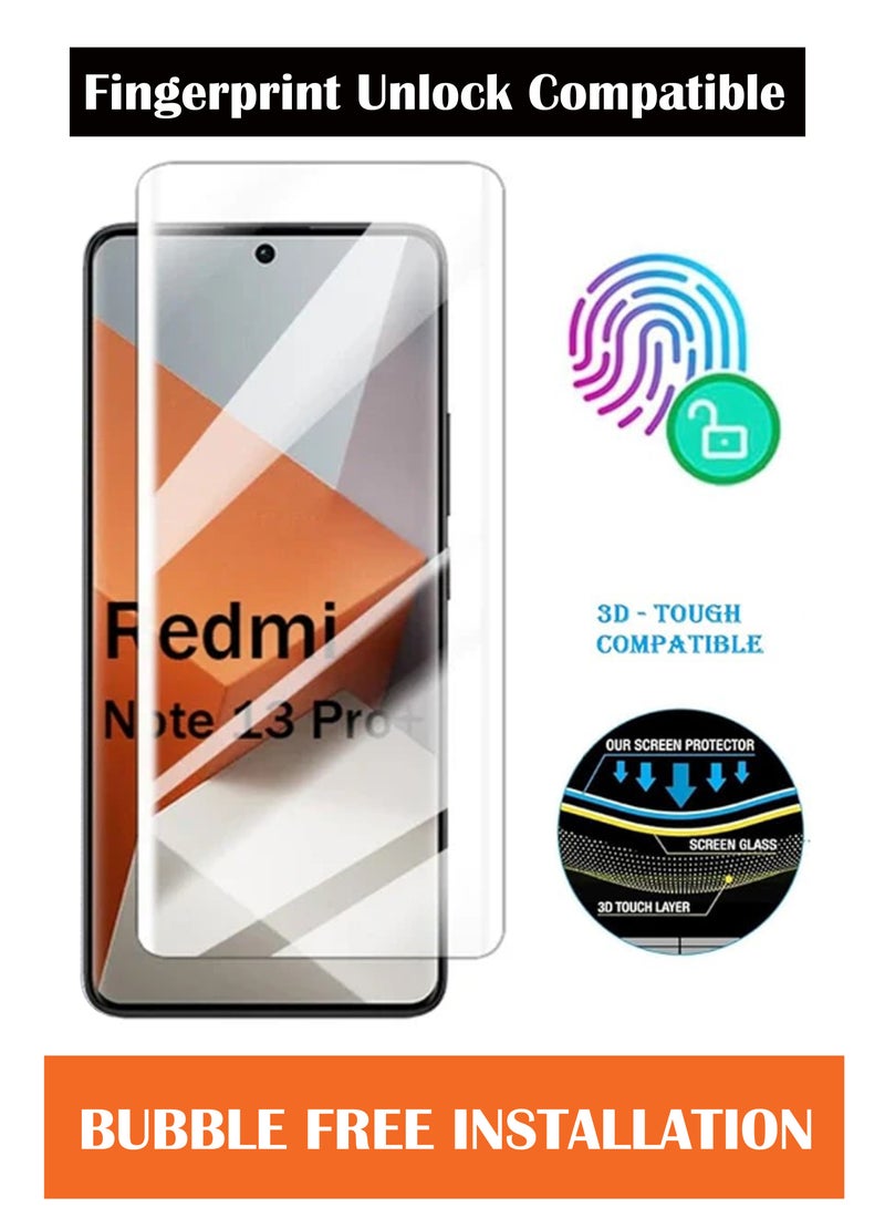For Xiaomi Redmi Note 13 Pro Plus 5G - UV Advanced Premium Tempered Glass Screen Protector Guard , Full Adhesive UV Curved Case Friendly HD Clarity With Installation Kit - Image 2
