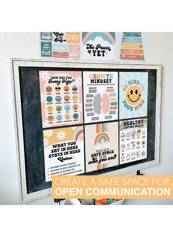 Hadley Designs Hadley Designs 9 Retro Mental Health Posters For Classroom Elementary - School Counselor Office Decor, Mental Health Therapy Decor For Office, School Counseling Office Decor, Calm Corner  - Image 3