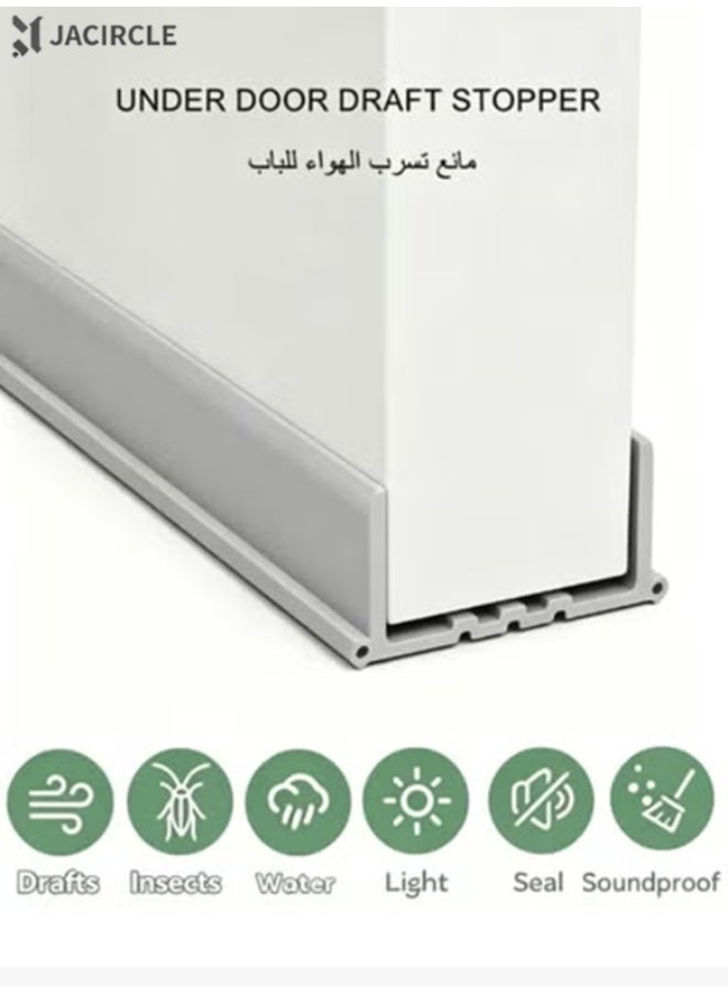 جاك سيركل شريط عازل للرياح بطول 1.2 متر أسفل درزة الباب، شريط مانع لتسرب الهواء أسفل الباب، شريط عازل للصوت والطقس، مقاوم للغبار والحشرات، مناسب للاستخدام المنزلي والمكتبي (رمادي) - Image 1