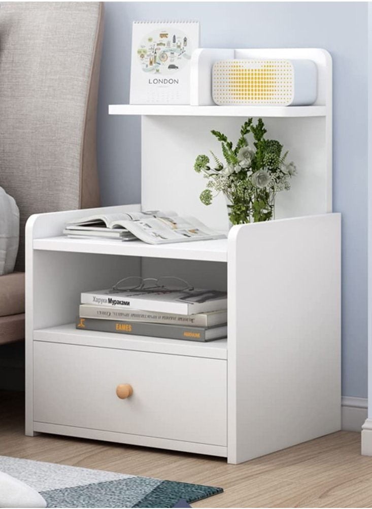 XiuWoo Modern nightstand home bedside storage cabinet with drawer and shelf  - Image 1