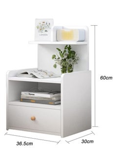 XiuWoo Modern nightstand home bedside storage cabinet with drawer and shelf  - Image 5