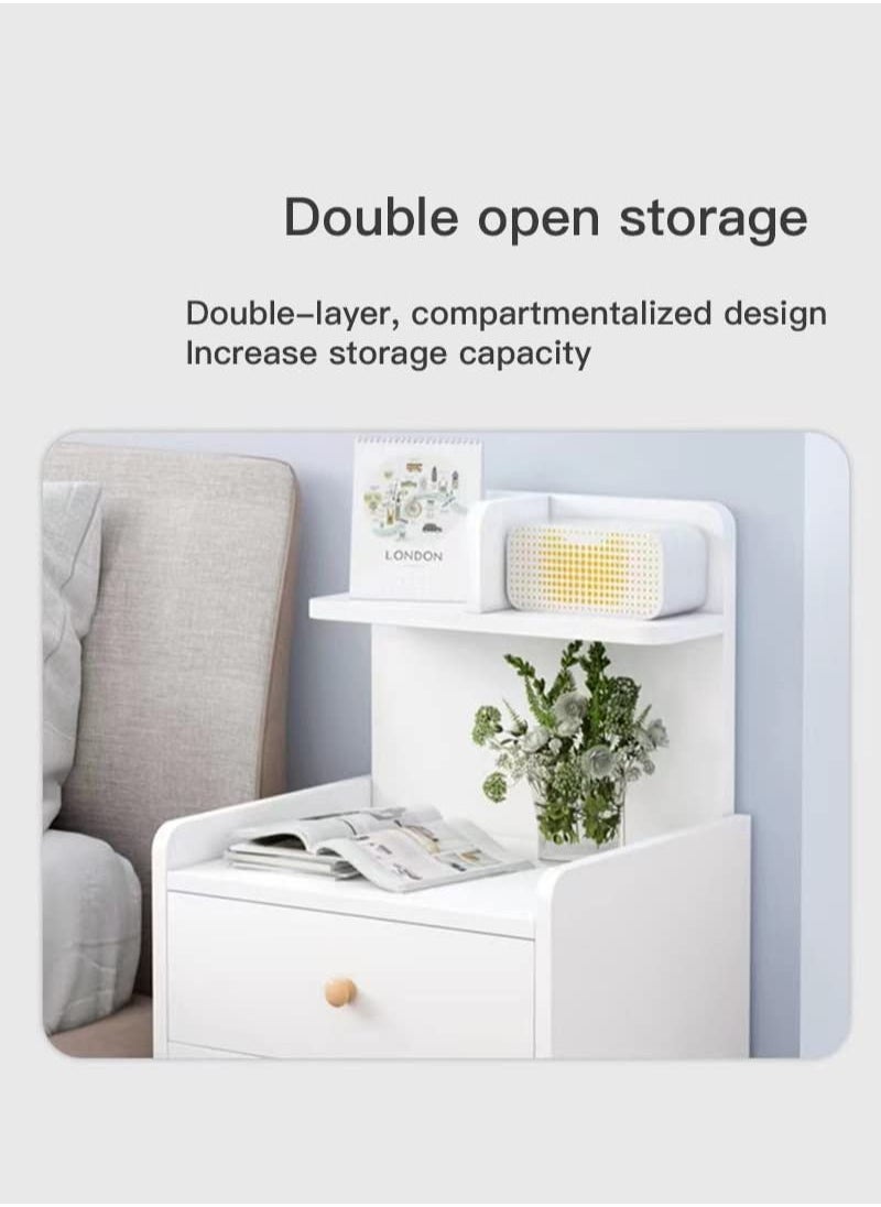 XiuWoo Modern nightstand home bedside storage cabinet with drawer and shelf  - Image 3