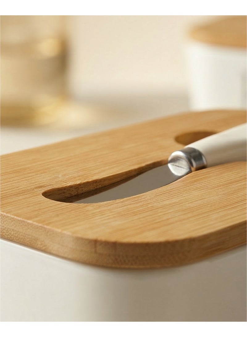 CASA HOME Porcelain Butter Dish with Knife - Image 2