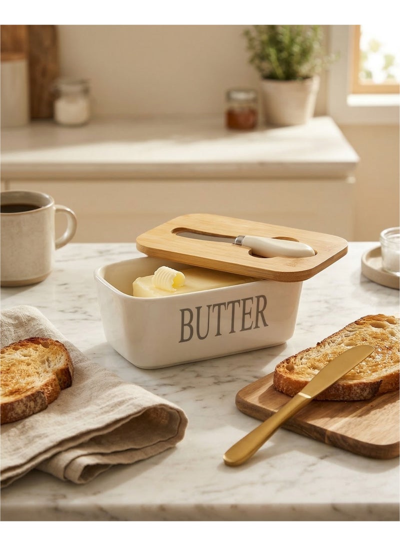 CASA HOME Porcelain Butter Dish with Knife - Image 3