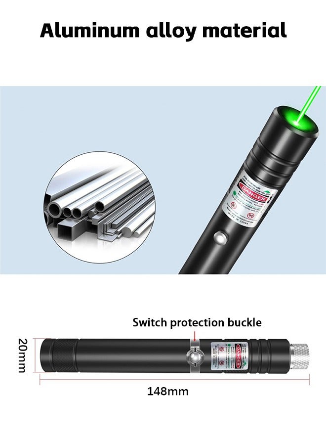 فزاع Long Distance Green Laser Pointer, 2000m Laser Pointer High Power Pen, Green Laser Pointer Rechargeable for Hiking, USB Rechargeable, with Star Cap Adjustable Focus, Suitable for Projector - Image 5