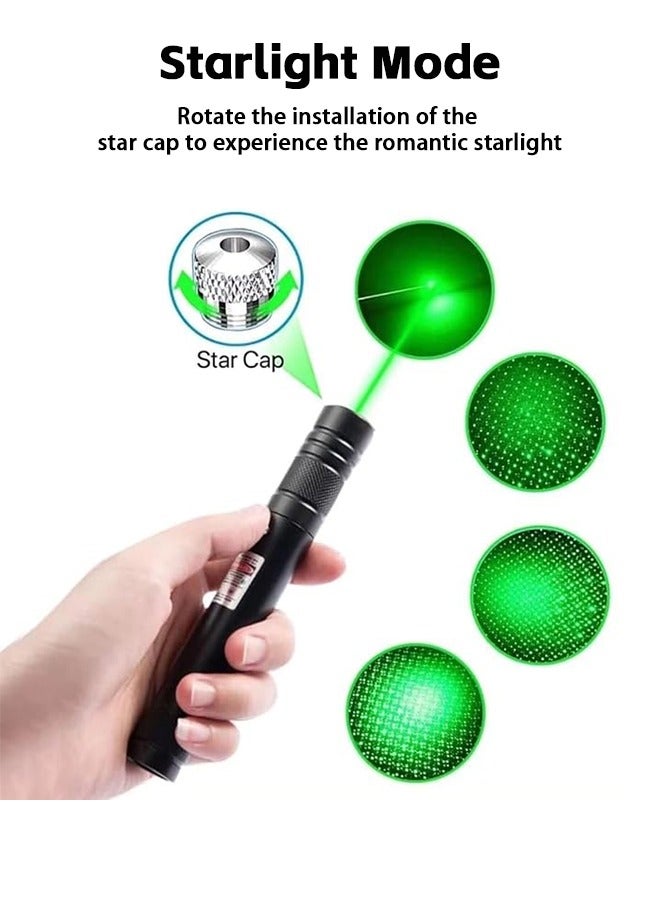 فزاع Long Distance Green Laser Pointer, 2000m Laser Pointer High Power Pen, Green Laser Pointer Rechargeable for Hiking, USB Rechargeable, with Star Cap Adjustable Focus, Suitable for Projector - Image 3