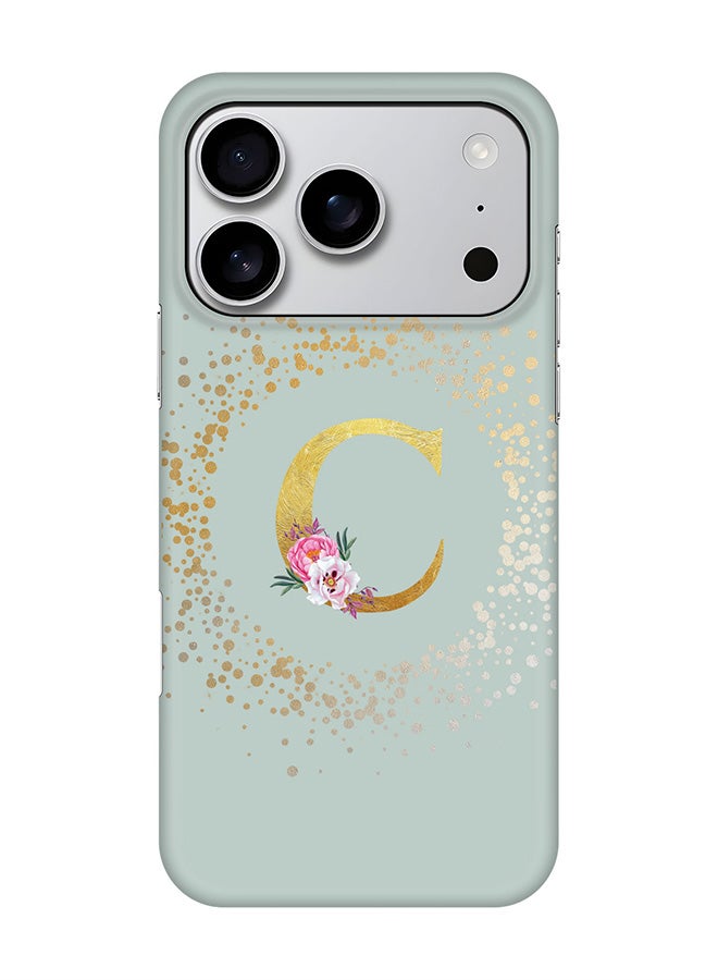 Stylizedd For iPhone 17 Pro,Case, [Compatible with MagSafe] Magnetic cover Slim fit Protection Matte, - Custom Monogram Floral - C  (Light Grey )