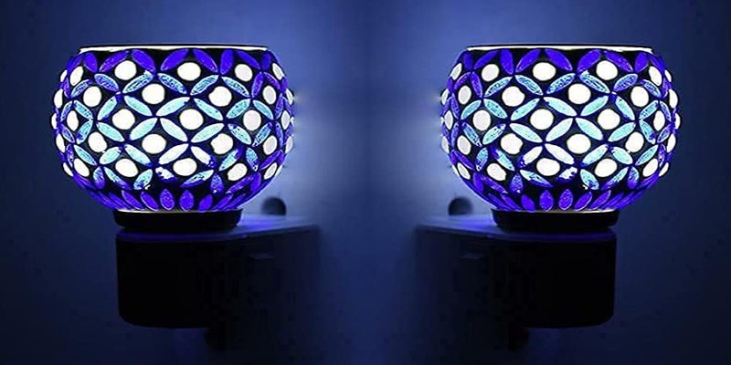 Shivarti Electric Kapoordani with Night Lamp Incense Burner Aroma Burner Aroma Kapoor Dani Electric Kapoor Burner Electric Dhoop Dani Set 2 Kapoor dani Blue 0859