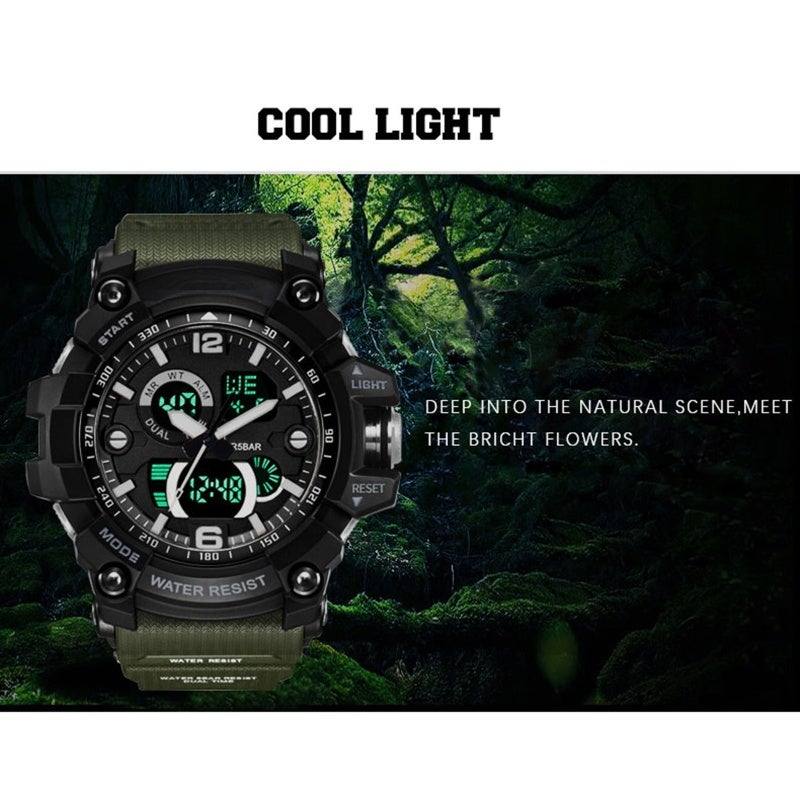 SMAEL Men Quartz Watch: Orange Resin Band 50M Waterproof - Smooth Dual Movement Textured Anti-Slip Case for Daily Outdoor Use - Image 3