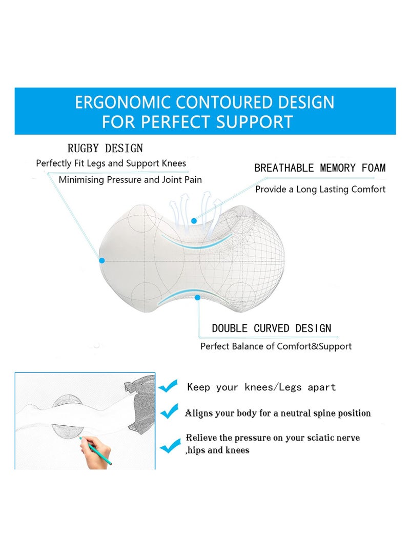 SYOSI Knee Pillow for Sleeping On Side,Memory Foam Contour Leg Pillow Cooling Bed Wedge Back Support Pillows,Pain Relief for Lower Back Sciatica Hip Joints,Ergonomic Pregnancy Sleep Knee Cushion - Image 5