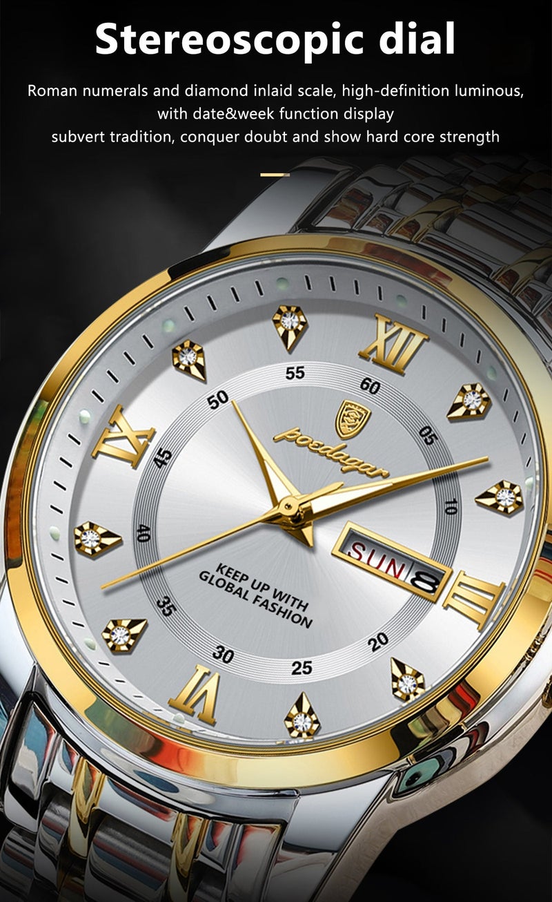 POEDAGAR Watches for Men ,Waterproof Luminous Men's Watch Quartz-Case 41mm - Image 4