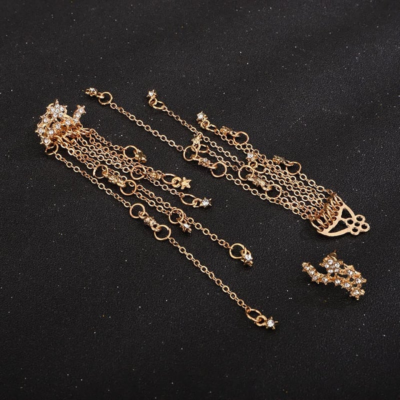 Denifery Shining Stars Tassel Earrings Hanging Exquisite Earrings, for Women (Gold) - Image 5