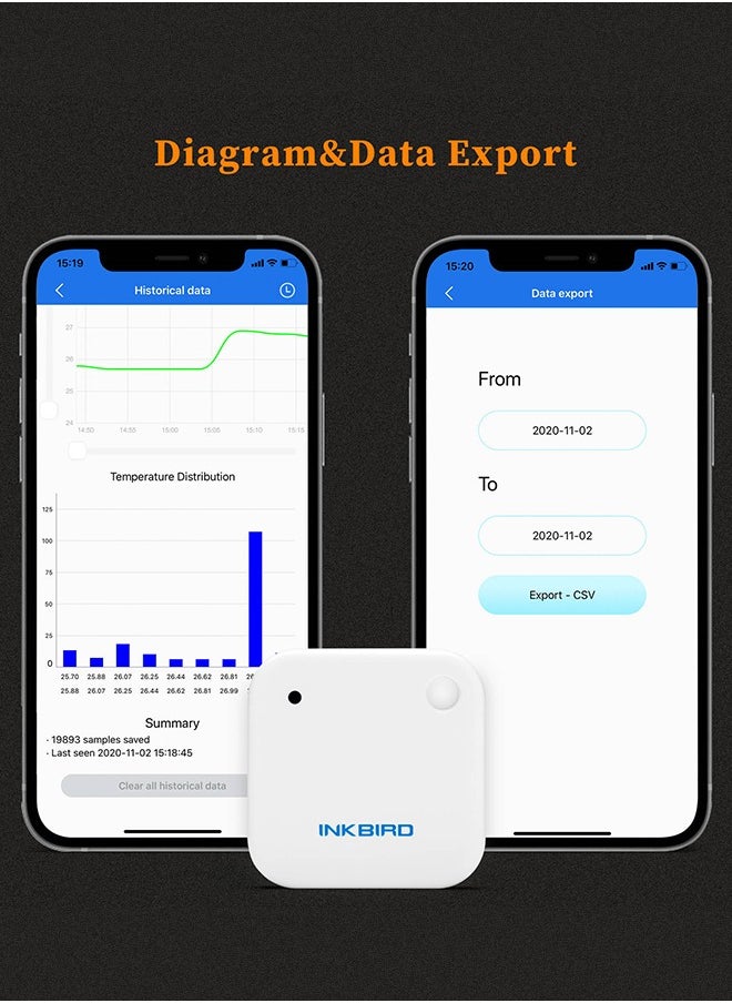 INKBIRD INKBIRD Wireless Bluetooth Temperature and Humidity Smart Sensor Freezer Thermometer Hygrometer IBS-TH2 Monitor Data Logger Recorder with APP for Android and iOS  - Image 4