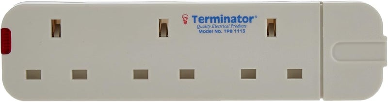 Terminator 3 Way UK Rewirable Extension Socket TPB 1113 - White - Image 1