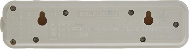 Terminator 3 Way UK Rewirable Extension Socket TPB 1113 - White - Image 2