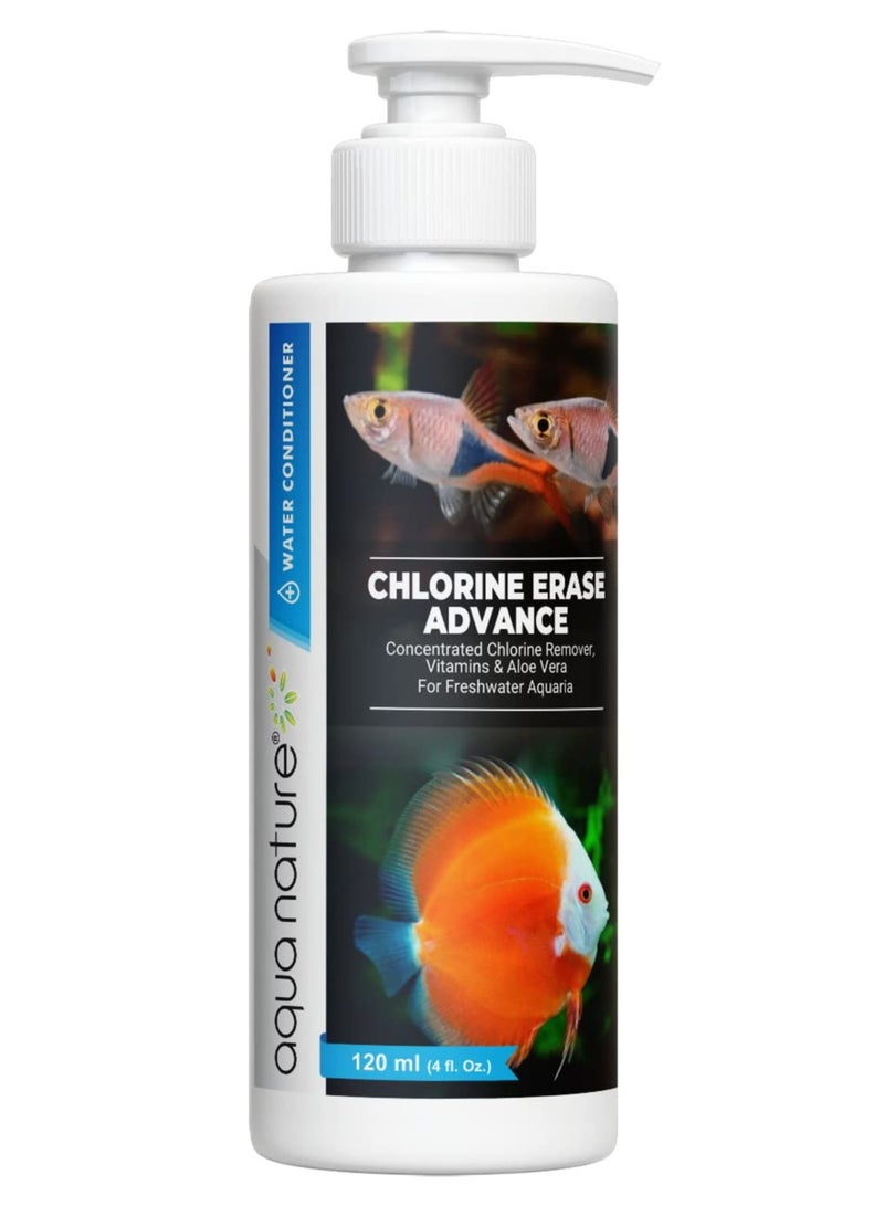 aqua nature Aqua nature Chlorine Erase Advance Water Conditioner Concentrated Chlorine Remover With Added Vitamin & Aloe Vera For Freshwater Aquarium (120Ml) - Image 1