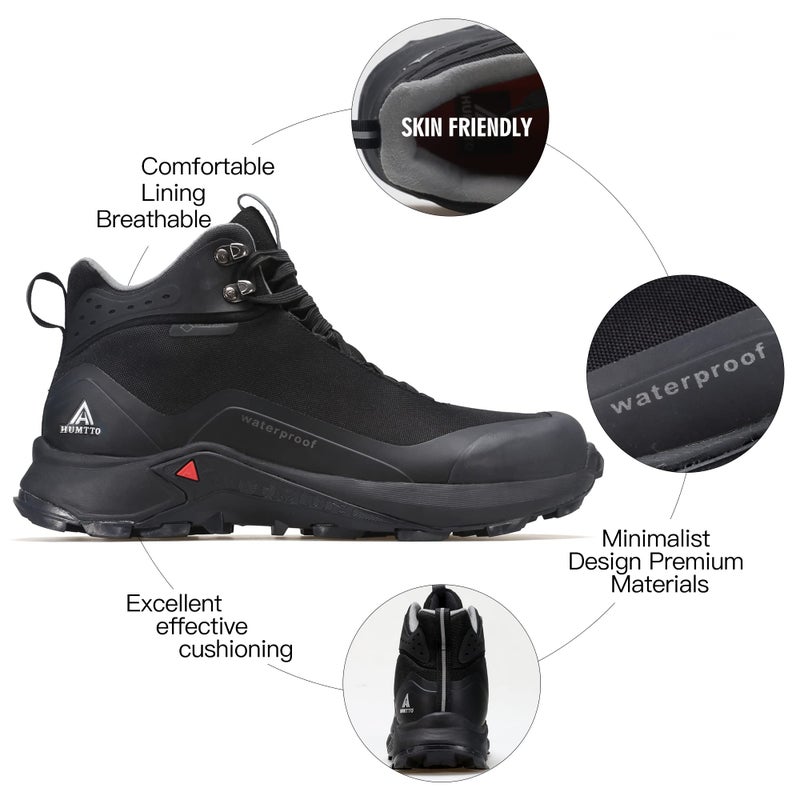 HUMTTO Men's All-Terrain Waterproof Hiking Boots Lightweight Breathable Outdoor Ankle Boots Trekking Hiking Shoes 11.5 Black - Image 5