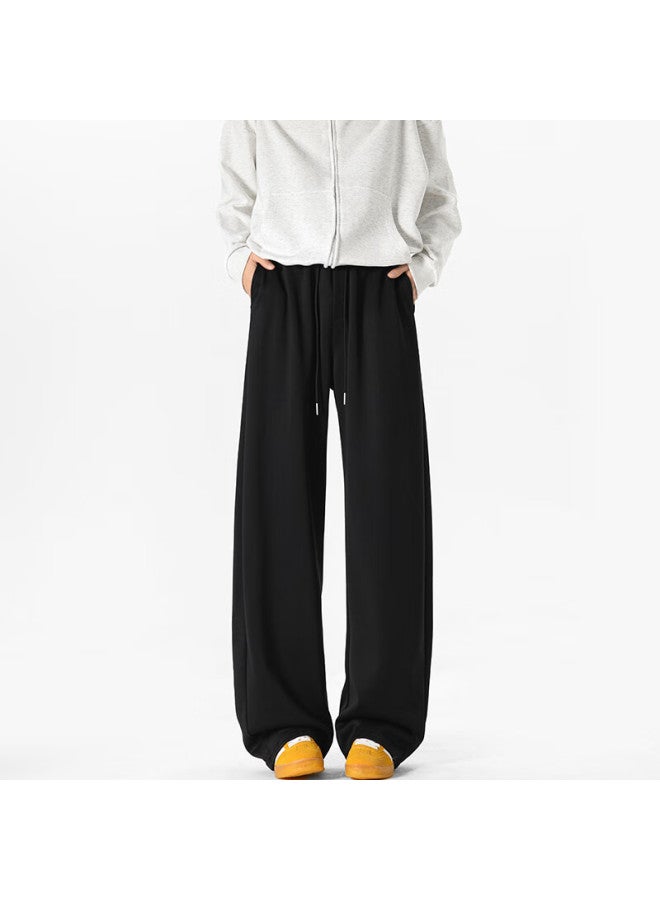 Homlean American Style Hanging Casual Pants Men's Spring And Summer Straight Wide Loose Curved Knife Guard Long Pants Jc01 Black 2XL - Image 5