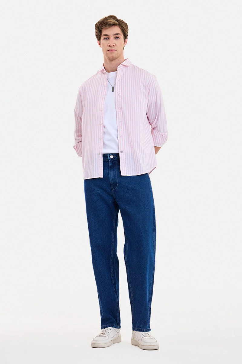 سنيتش Blue Marble Wide Leg Streetwear Jeans